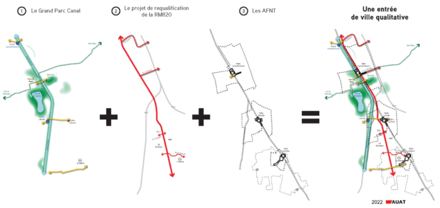Cartographies de la multiplicité de projets formant l'entrée de ville M820 à Toulouse