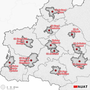 Cartographie situant les 11 intercommunalités membres de l'association du Dialogue métropolitain de Toulouse