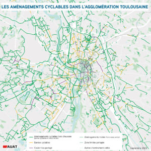 Cartographie des aménagements cyclables de l'agglomération toulousaine - observatoire du vélo en 2023