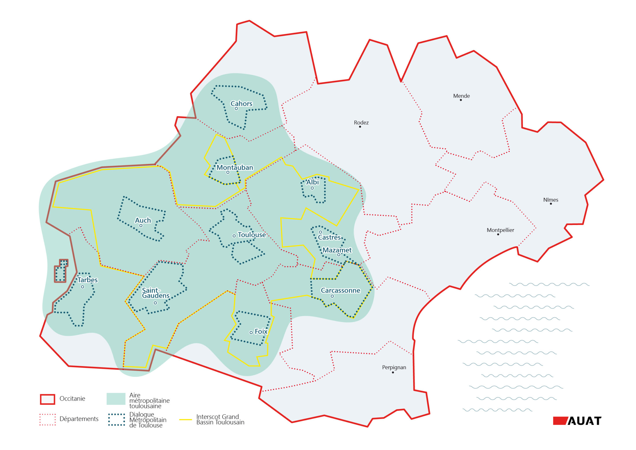 Cartographie représentant le territoire concerné par le projet notreDemain engagé par l'AUAT