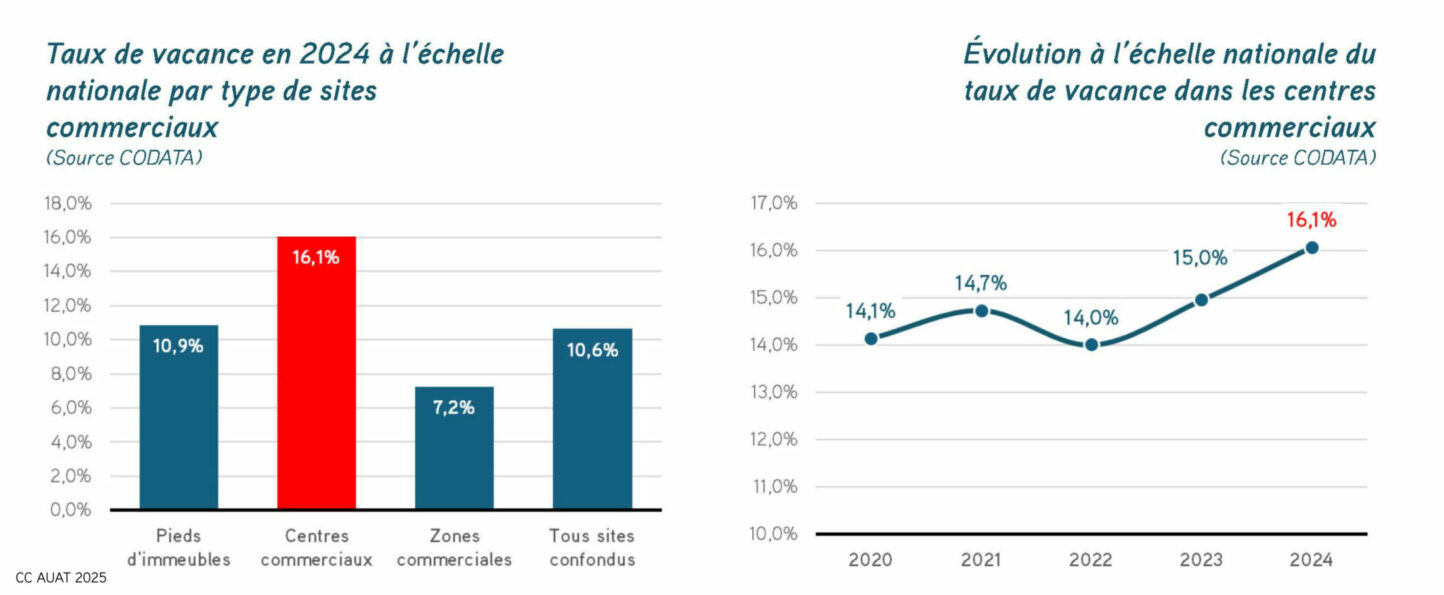 Graphiques sur l'évolution de la vacance dans les centres commerciaux dans la grande agglomération toulousaine.