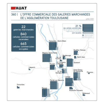 couverture de la publication AUAT sur la vacance dans les galeries marchandes de l'agglomération toulousaine
