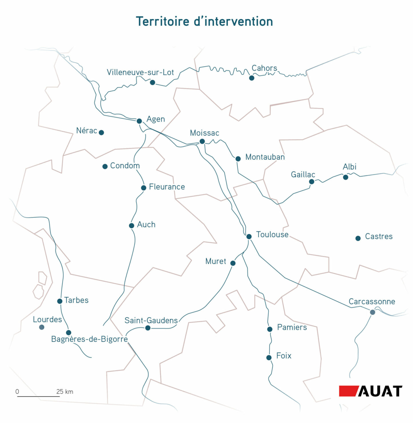 Cartographie montrant le territoire d'intervention de l'AUAT