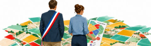 Visuel d'un maire face à un territoire